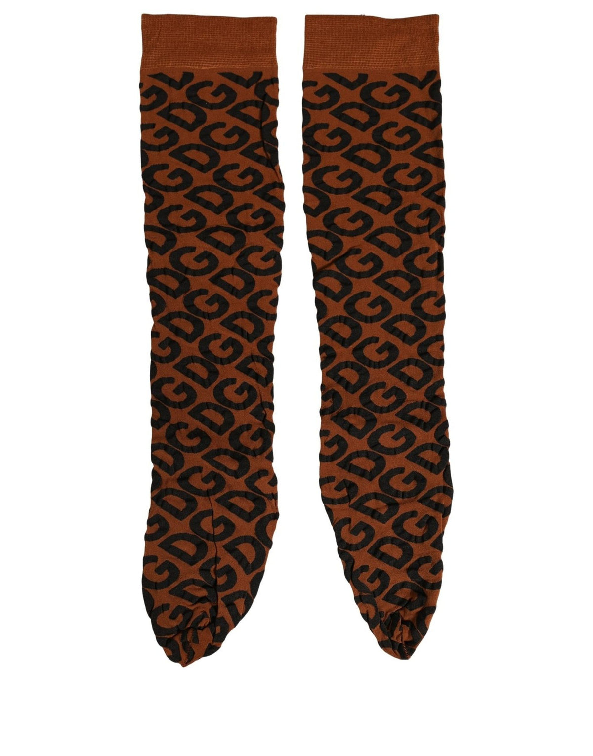 Brown Black Nylon DG Logo Mid Calf Accessory Socks
