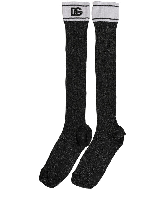 Black Viscose DG Logo Knee High Accessory Socks