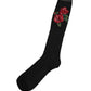 Black Wool Floral Over The Calf Accessory Socks