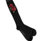 Black Wool Floral Over The Calf Accessory Socks