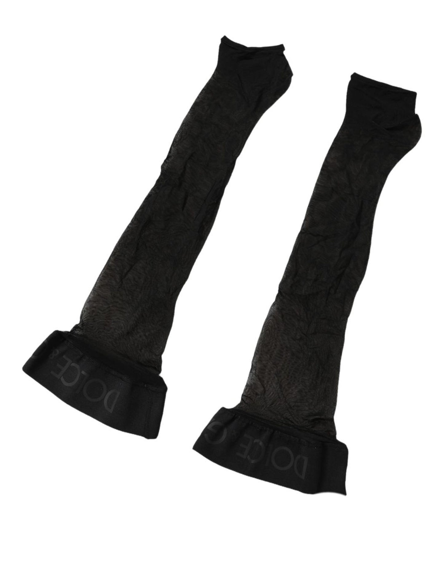 Black Nylon Logo Calf Long Women Accessory Socks