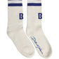 White Blue Cotton Logo Calf Women Accessory Socks
