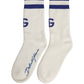 White Blue Cotton Logo Calf Women Accessory Socks