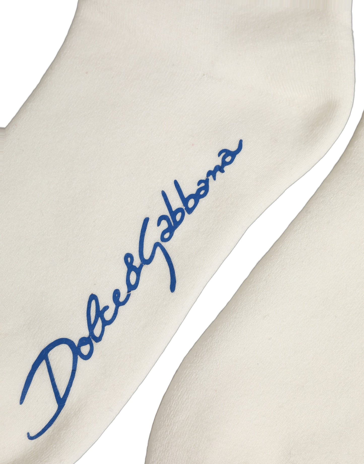 White Blue Cotton Logo Calf Women Accessory Socks