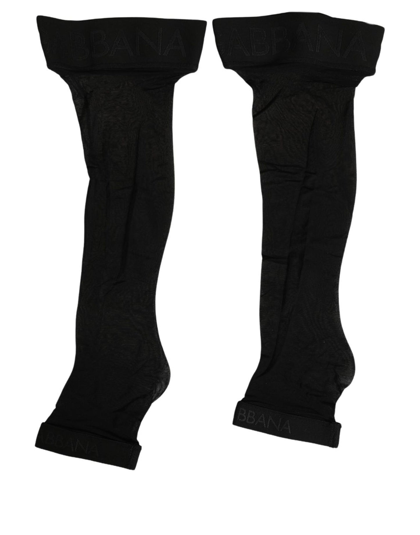 Black Nylon Logo Calf Long Women Accessory Socks