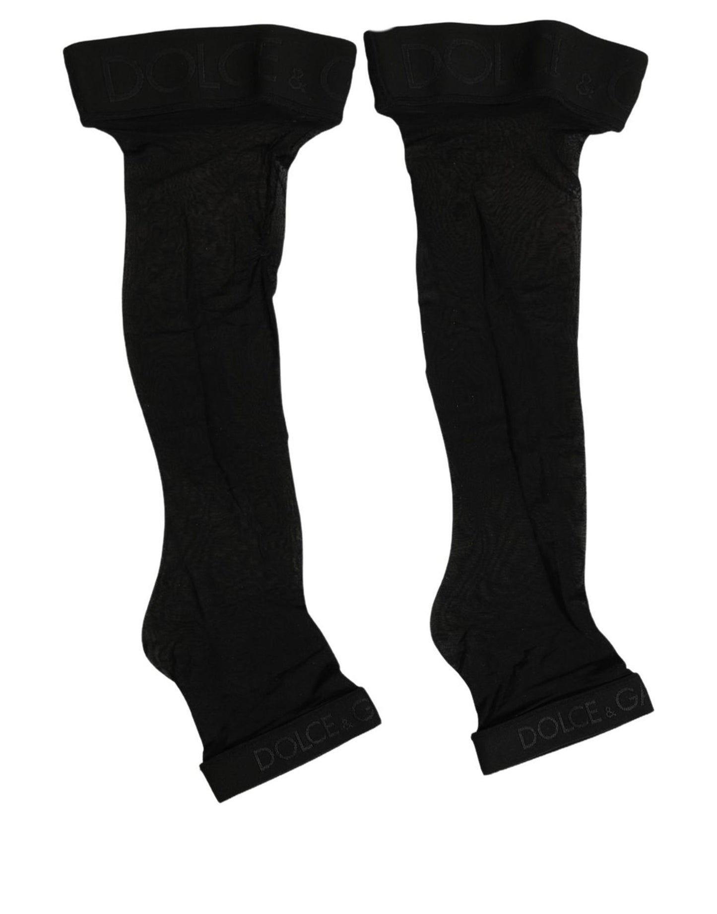 Black Nylon Logo Calf Long Women Accessory Socks