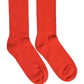 Red Cotton Ribbed Mid Calf Women Accessory Socks