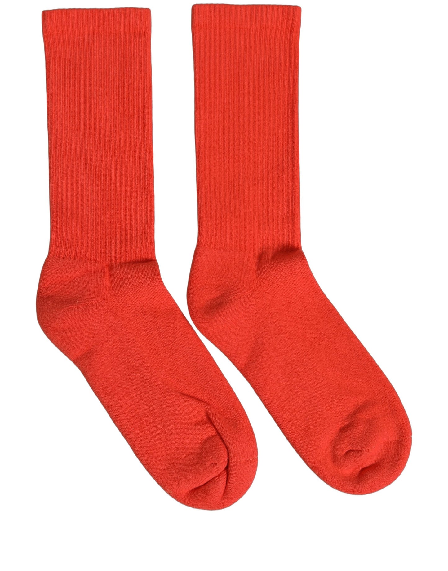 Red Cotton Ribbed Mid Calf Women Accessory Socks