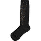 Dark Gray Sequined Wool Knee High Accessory Socks