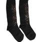 Dark Gray Sequined Wool Knee High Accessory Socks