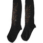 Dark Gray Sequined Wool Knee High Accessory Socks