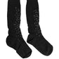 Dark Gray Sequined Wool Knee High Accessory Socks