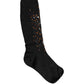 Dark Gray Sequined Wool Knee High Accessory Socks