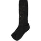 Dark Gray Sequined Wool Knee High Accessory Socks