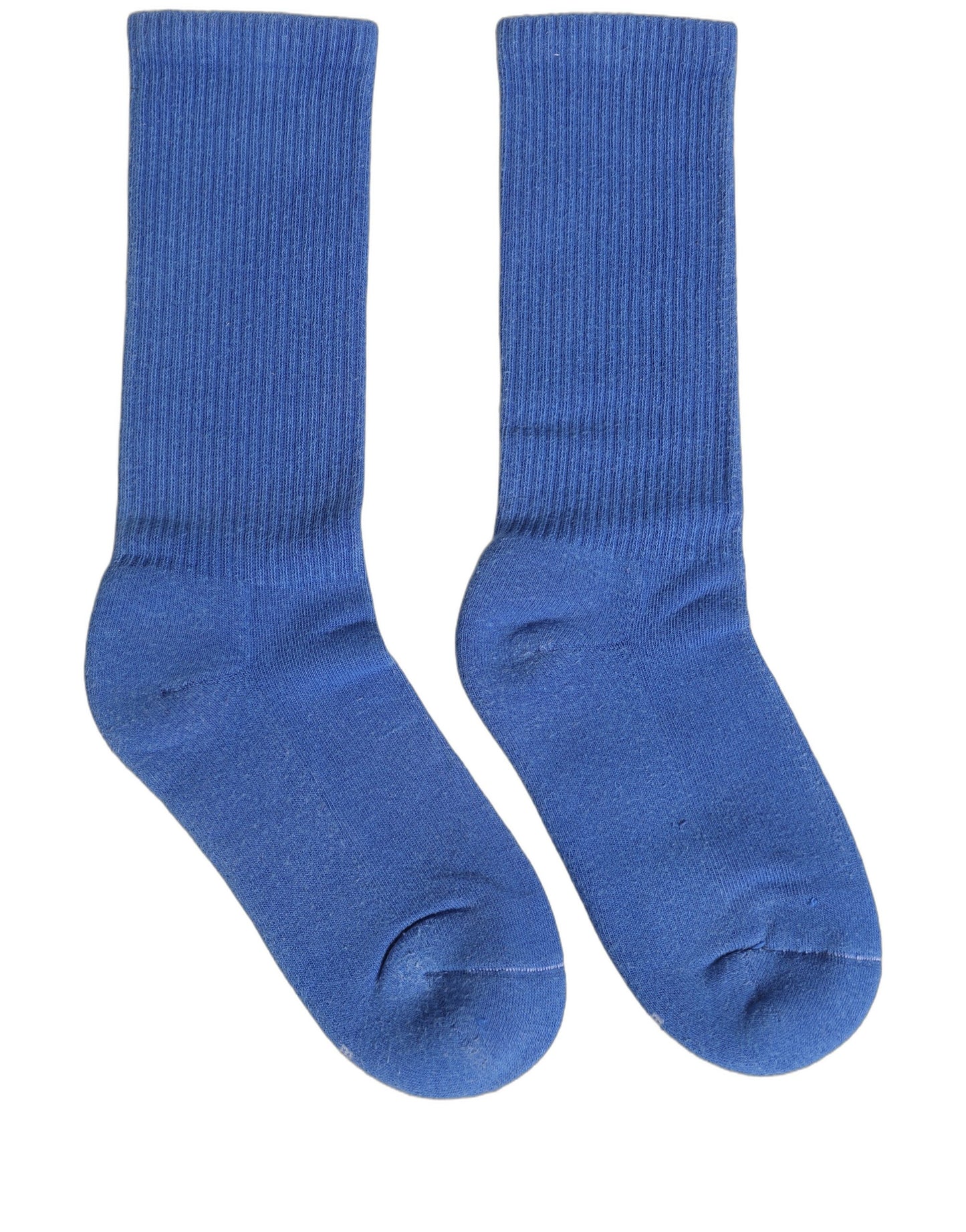 Blue Cotton Ribbed Mid Calf Women Accessory Socks