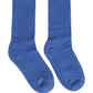 Blue Cotton Ribbed Mid Calf Women Accessory Socks