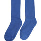 Blue Cotton Ribbed Mid Calf Women Accessory Socks