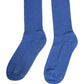 Blue Cotton Ribbed Mid Calf Women Accessory Socks