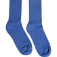 Blue Cotton Ribbed Mid Calf Women Accessory Socks