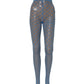 Light Blue Nylon Fishnet Pantyhose Stockings Socks