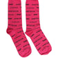 Pink Cotton Logo Print Mid Calf Accessory Socks