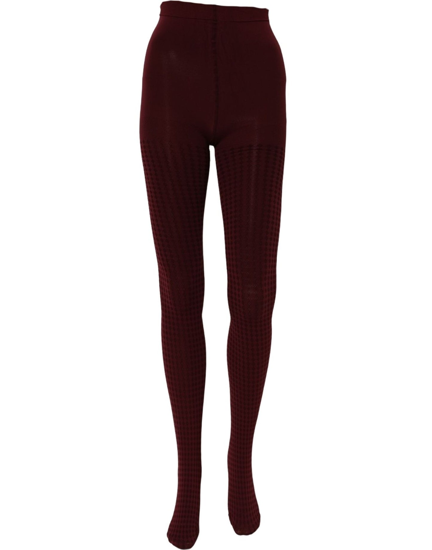 Burgundy Nylon Fishnet Pantyhose Stockings Socks