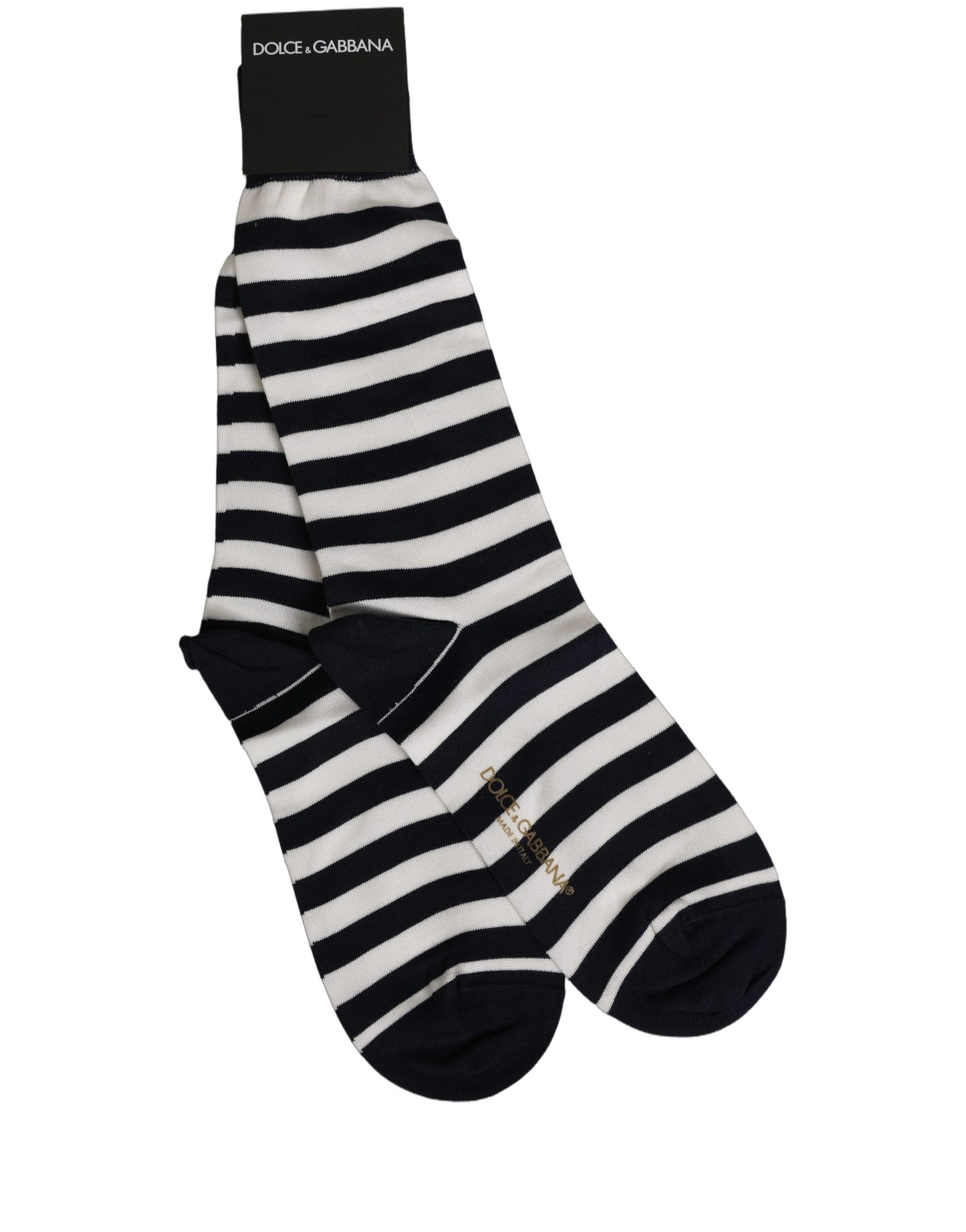 Black White Stripes Cotton Mid Calf Accessory Socks