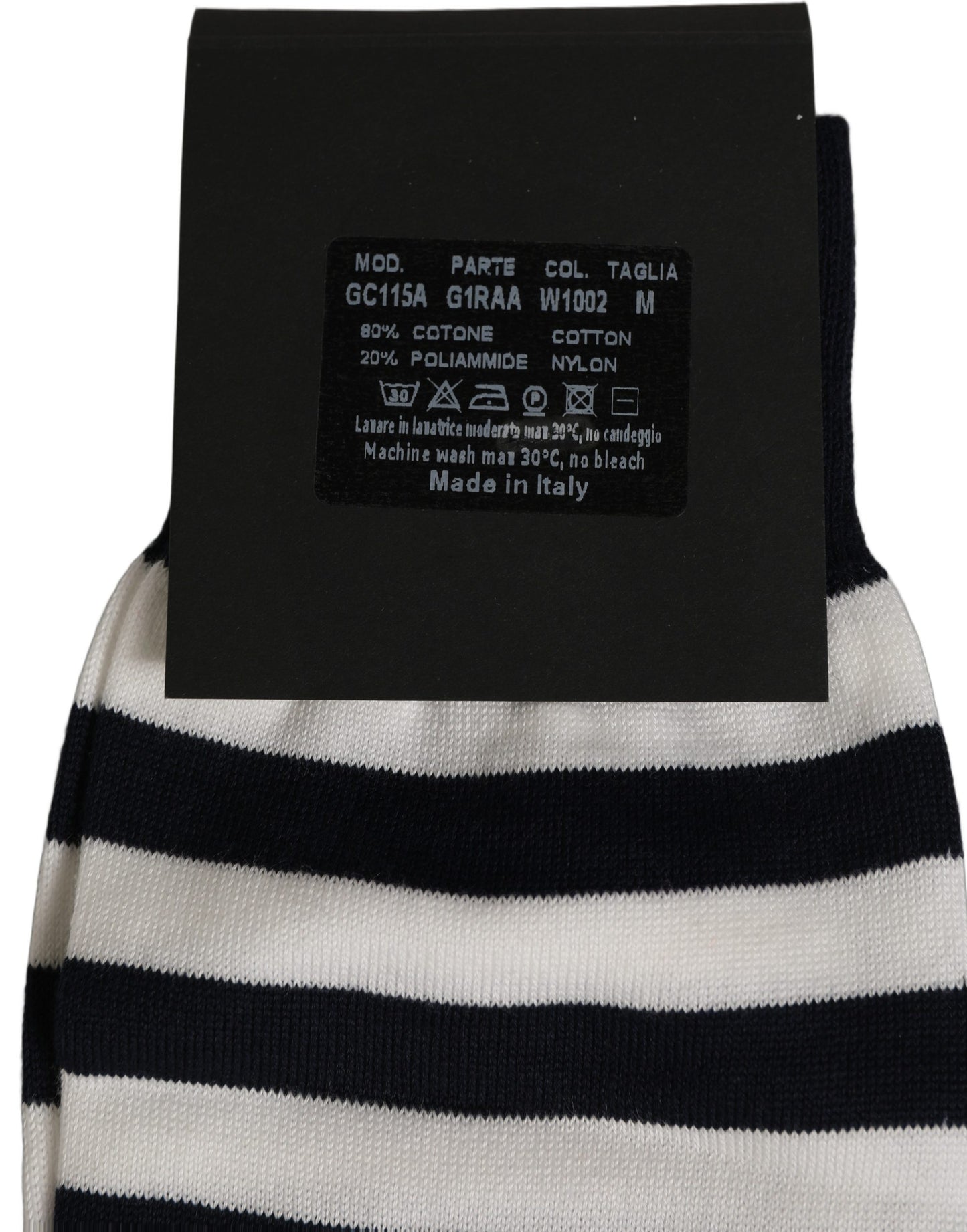 Black White Stripes Cotton Mid Calf Accessory Socks
