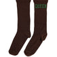 Brown Embroidered Cotton Mid Calf Accessory Socks