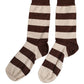 Brown Beige Stripes Mid Calf Accessory Socks