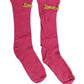 Pink Embroidered Cotton Mid Calf Accessory Socks