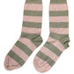 Gray Pink Stripes Mid Calf Accessory Socks