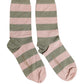 Gray Pink Stripes Mid Calf Accessory Socks