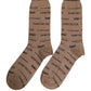 Brown Cotton Logo Print Mid Calf Accessory Socks