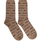 Brown Cotton Logo Print Mid Calf Accessory Socks