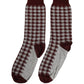Maroon Gray Houndstooth Mid Calf Accessory Socks