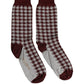 Maroon Gray Houndstooth Mid Calf Accessory Socks