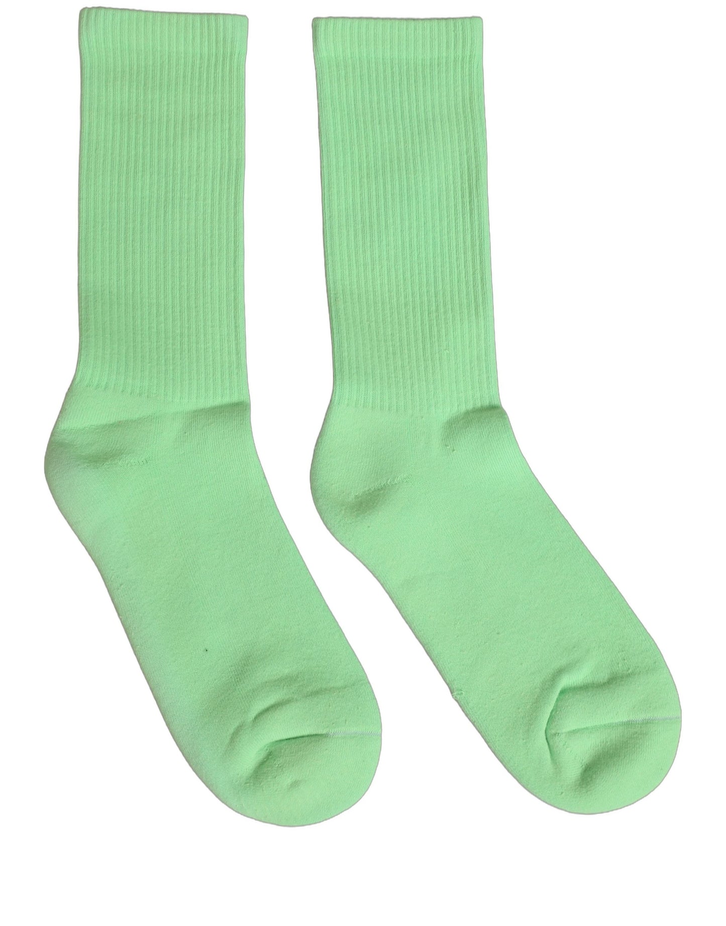 Green Cotton Ribbed Mid Calf Women Accessory Socks