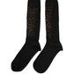 Dark Gray Sequined Wool Knee High Accessory Socks