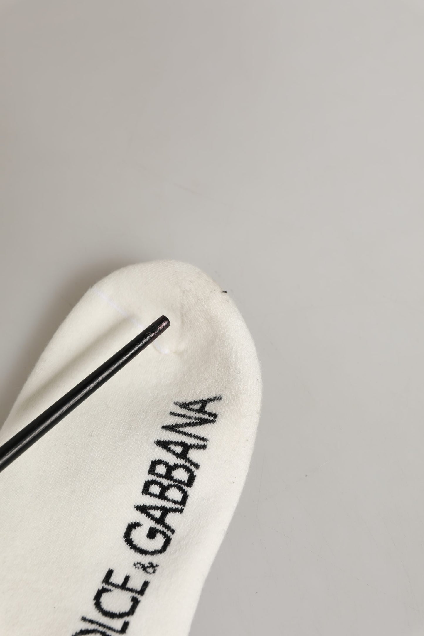 White Black Cotton Ankle Length DG Logo Socks