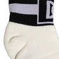 White Black Cotton Ankle Length DG Logo Socks