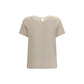 Beige Silk T-Shirt