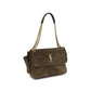 Bicolor Suede Leather Shoulder Bag