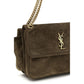 Bicolor Suede Leather Shoulder Bag