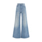 Blue Cotton Flared Jeans