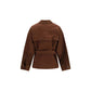 Brown Cotton Full-Length Jacket