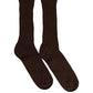Dark Brown Nylon Ribbed Over The Calf Socks