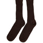 Dark Brown Nylon Ribbed Over The Calf Socks