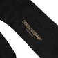 Black Cotton Ribbed Logo Over The Calf Women Socks