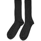 Dark Gray Wool Logo Calf Long Ribbed Accessory Socks